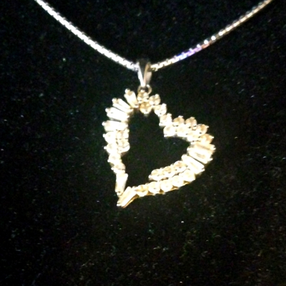 Sparkling Silver Heart CZ Necklace